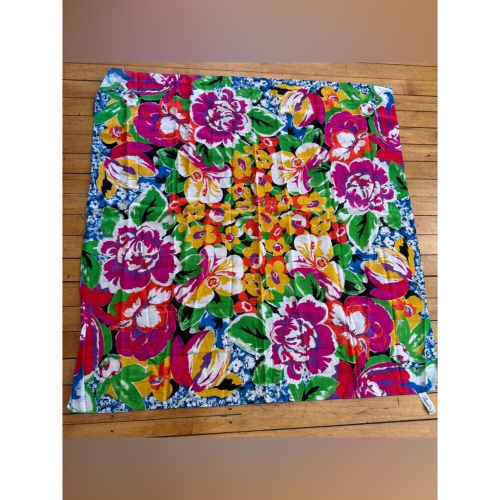 Vintage Liz Claiborne karate floral cotton bandana  Scarf lightweight multicolor